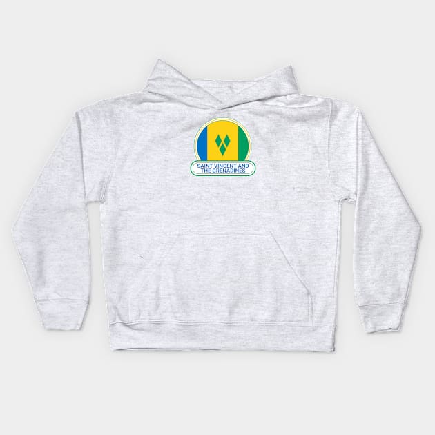 Saint Vincent and the Grenadines Country Badge - Saint Vincent and the Grenadines Flag Kids Hoodie by Yesteeyear